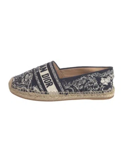 Pre-owned Dior Oblique Jacquard Canvas Espadrilles In Blue/neutrals