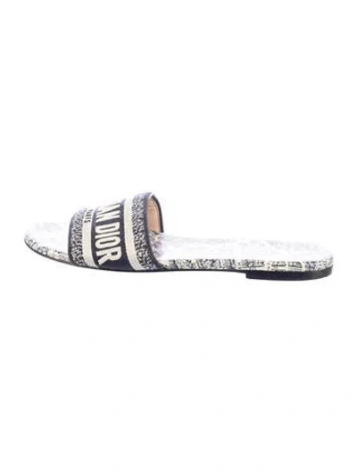 Pre-owned Dior Oblique Jacquard Canvas Mules In Blue