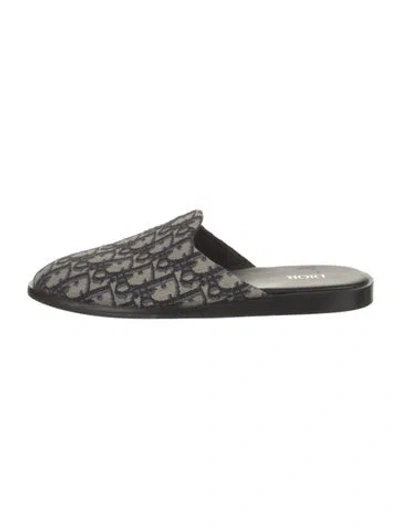 Pre-owned Dior Oblique Jacquard Canvas Mules In Gray