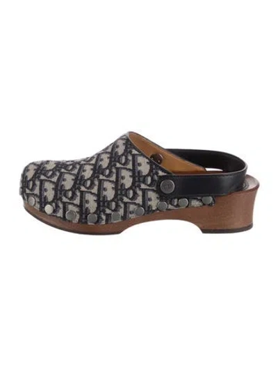 Pre-owned Dior Oblique Jacquard Canvas Mules In Multi