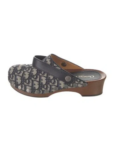 Pre-owned Dior Oblique Jacquard Canvas Mules In Neutrals