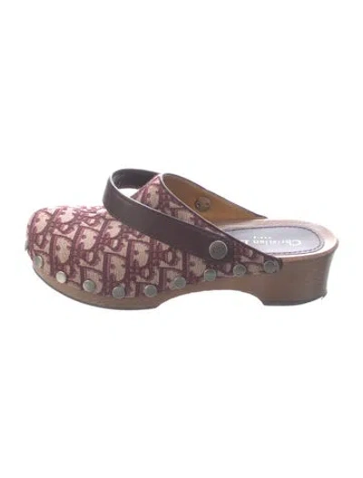Pre-owned Dior Oblique Jacquard Canvas Mules In Purple/red