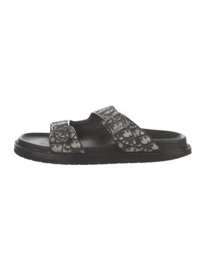 Pre-owned Dior Oblique Jacquard Canvas Sandals In Blue