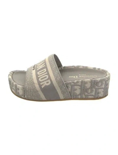 Pre-owned Dior Oblique Jacquard Canvas Sandals In Gray