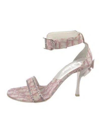 Pre-owned Dior Oblique Jacquard Canvas Sandals In White