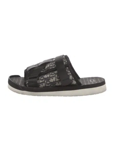 Pre-owned Dior Oblique Jacquard Canvas Slides