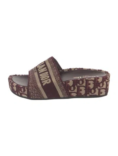 Pre-owned Dior Oblique Jacquard Canvas Slides