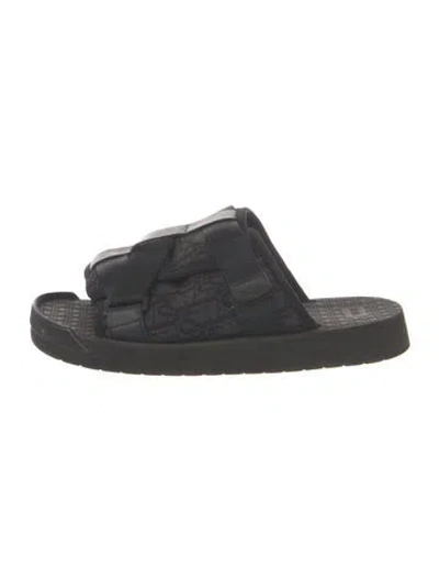 Pre-owned Dior Oblique Jacquard Canvas Slides In Blue