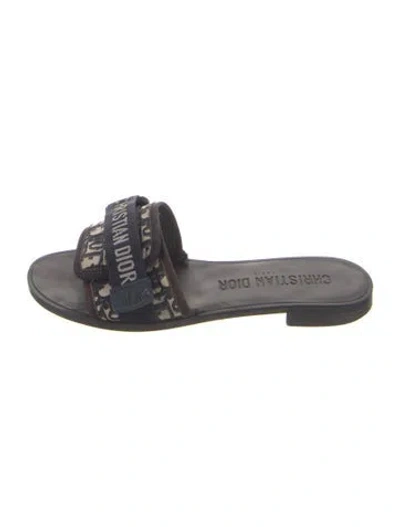 Pre-owned Dior Oblique Jacquard Canvas Slides In Multicolor