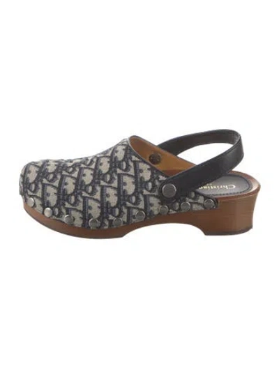 Pre-owned Dior Oblique Jacquard Canvas Slingback Flats In Blue