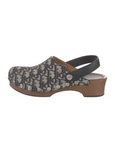 Pre-owned Dior Oblique Jacquard Canvas Slingback Sandals In Blue