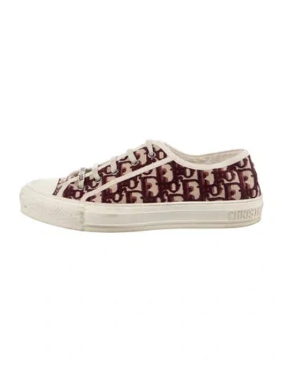 Pre-owned Dior Oblique Jacquard Canvas Sneakers In Burgundy