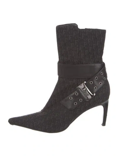 Pre-owned Dior Oblique Jacquard Canvas Sock Boots In Gray