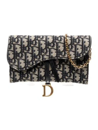 Pre-owned Dior Oblique Jacquard Clutch In Neutral