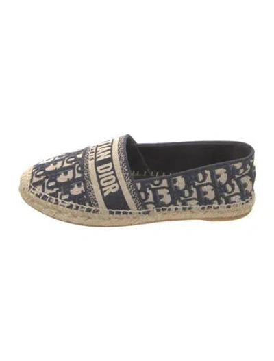Pre-owned Dior Oblique Jacquard Embroidered Accent Espadrilles In Blue