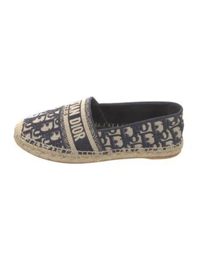 Pre-owned Dior Oblique Jacquard Embroidered Accent Espadrilles In Blue