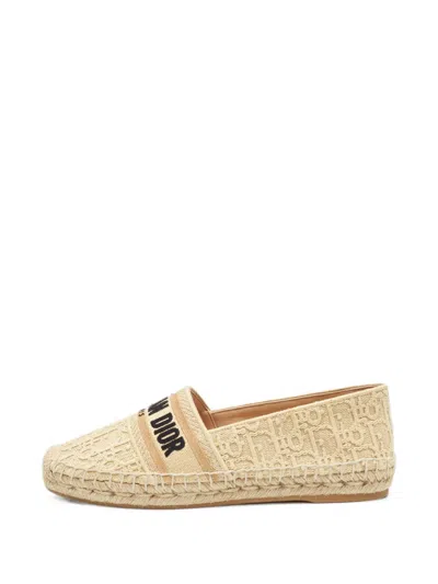 Pre-owned Dior Oblique Jacquard Espadrilles In Neutrals