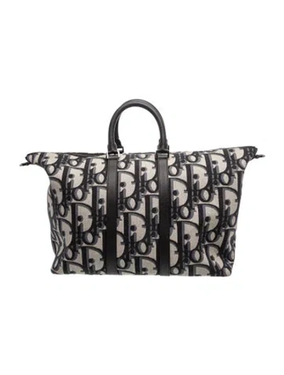 Pre-owned Dior Oblique Jacquard Jacquard East-west Tote Maxi In Grey