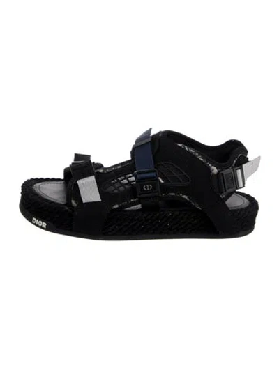 Pre-owned Dior Oblique Jacquard Jacquard Sandals In Black