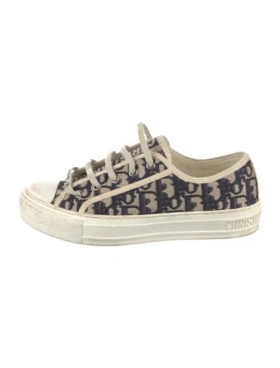 Pre-owned Dior Oblique Jacquard Jacquard Sneakers In Blue