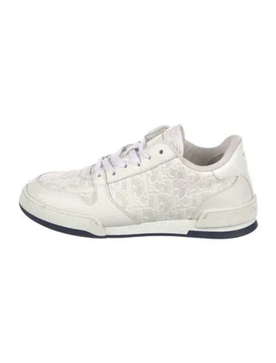 Pre-owned Dior Oblique Jacquard Leather Athletic Sneakers In White