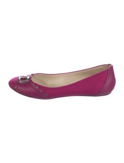 Pre-owned Dior Oblique Jacquard Leather Ballet Flats In Pink