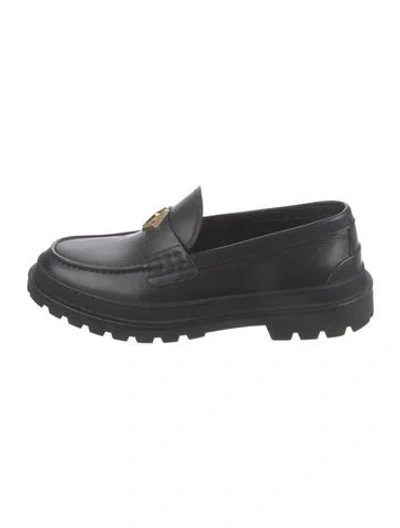 Pre-owned Dior Oblique Jacquard Leather Loafers In Black