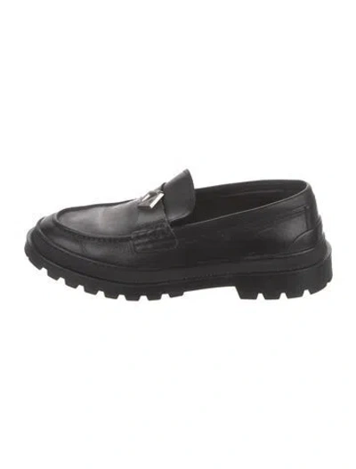 Pre-owned Dior Oblique Jacquard Leather Loafers In Black