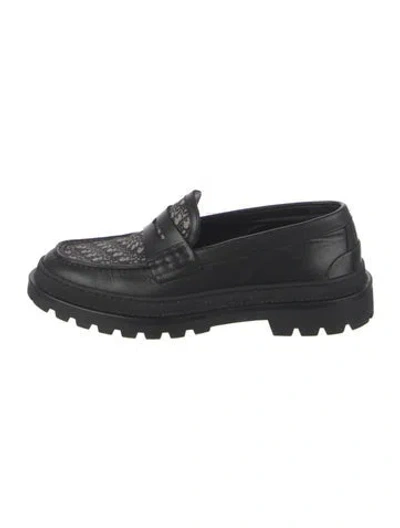 Pre-owned Dior Oblique Jacquard Leather Loafers In Black