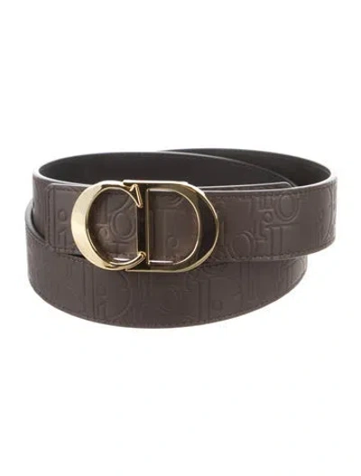 Pre-owned Dior Oblique Jacquard Leather Waist Belt In Brown