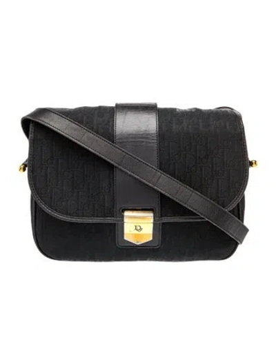 Pre-owned Dior Oblique Jacquard Messenger Bag Vintage In Black