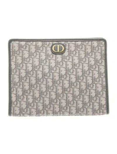 Pre-owned Dior Oblique Jacquard Montaigne Pouch 2023 In Gray