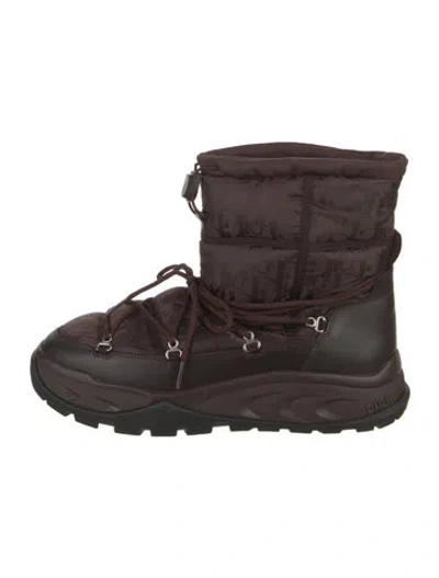 Pre-owned Dior Oblique Jacquard Nylon Boots In Brown
