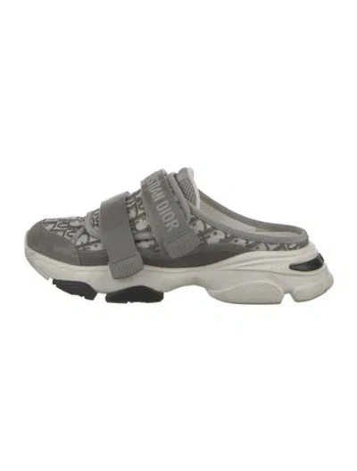 Pre-owned Dior Oblique Jacquard Nylon Mules In Blue