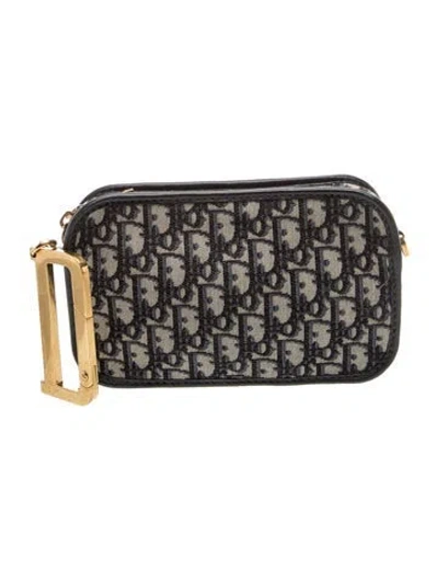 Pre-owned Dior Oblique Jacquard Oblique Quake Clutch In Blue