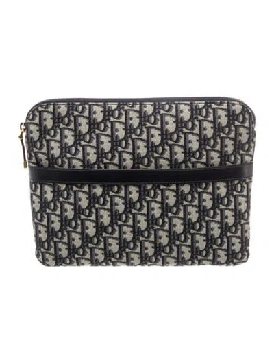 Pre-owned Dior Oblique Jacquard Oblique Travel Kit Set In Blue