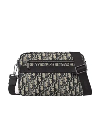 Dior Oblique Jacquard Shoulder Bag In Black