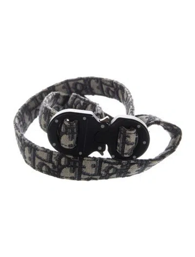 Pre-owned Dior Oblique Jacquard Skinny Belt In Blue