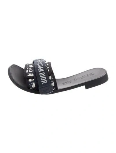 Pre-owned Dior Oblique Jacquard Slides In Blue