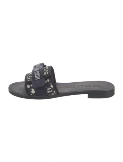 Pre-owned Dior Oblique Jacquard Slides In Blue