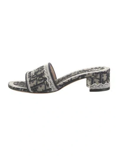 Pre-owned Dior Oblique Jacquard Slides In White