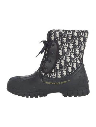 Pre-owned Dior Oblique Jacquard Snow Boots In Blue/neutrals