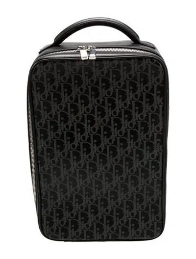 Pre-owned Dior Oblique Jacquard Suitcase 2024 In Black