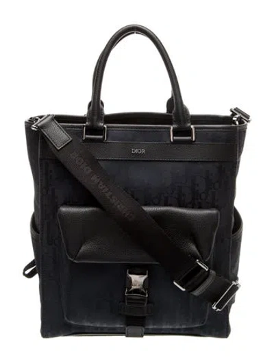 Pre-owned Dior Oblique Jacquard Tote In Blue