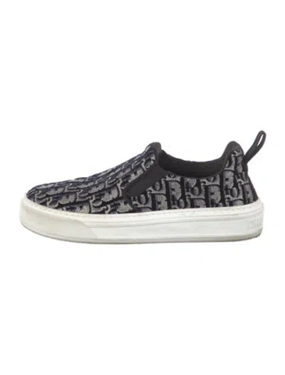 Pre-owned Dior Oblique Jacquard Velvet Sneakers In Blue