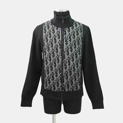 Pre-owned Dior Oblique Knit Technical Zip-up Jacket Size L Black/gray