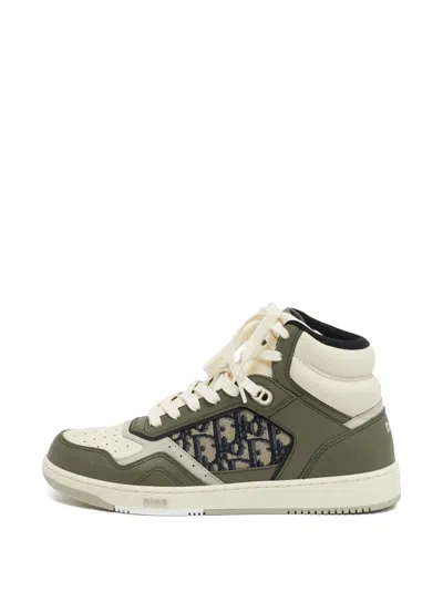 Pre-owned Dior Oblique Lace-up Sneakers In Green