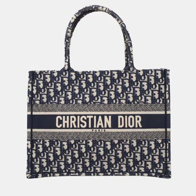Pre-owned Dior Oblique Medium Book Tote Bag In Blue