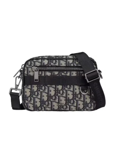 Dior Oblique Mini Jacquard Shoulder Bag In Black