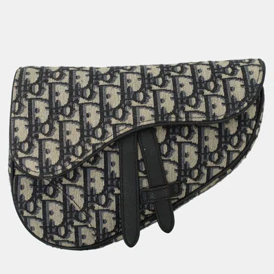 Pre-owned Dior Oblique Mini Saddle Bag In Gray